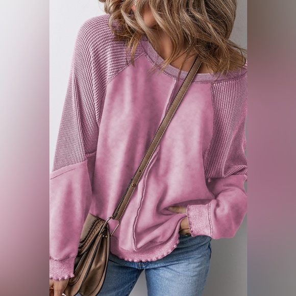 Exposed Seam Long Sleeve Sweatshirt - Picture 4 of 14